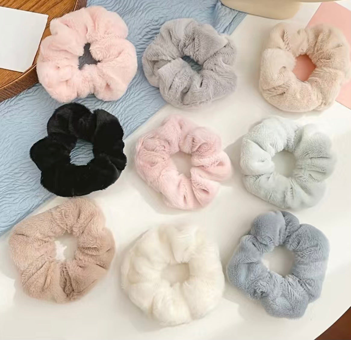 9 pcs Furry Scrunchies